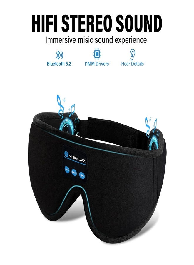 Morelax Sleep Headphones,Sleep Mask for Side Sleeper,3D Eye Mask for Sleeping with Stereo Speakers,Bluetooth Headphone,Perfect for Gifts for Women/Men Black - Image 3